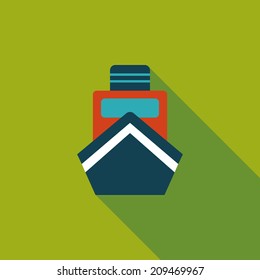 boat flat icon with long shadow