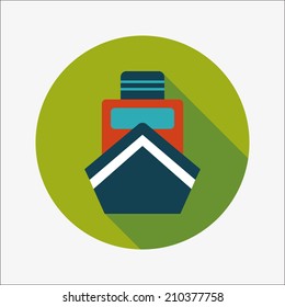 boat flat icon with long shadow