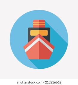 boat flat icon with long shadow