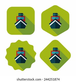 boat flat icon with long shadow