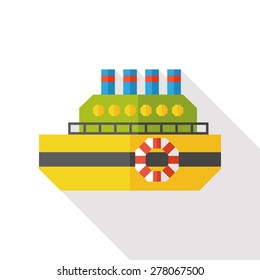 boat flat icon with long shadow
