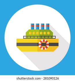 boat flat icon with long shadow