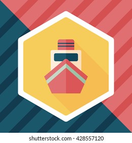 boat flat icon with long shadow