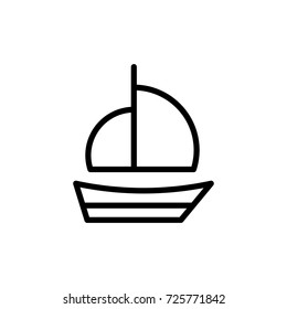 Boat flat icon. Single high quality outline symbol of summer for web design or mobile app. Thin line signs of swimming for design logo, visit card, etc. Outline logo of shipping