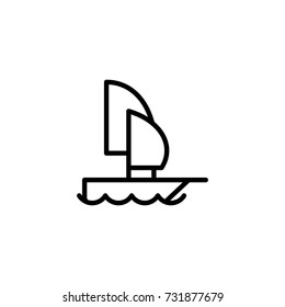 Boat flat icon. Single high quality outline symbol of water for web design or mobile app. Thin line signs of swimming for design logo, visit card, etc. Outline logo of sport 