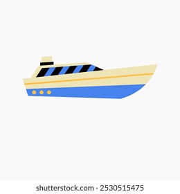 Boat in flat vector illustration symbolizing water transportation, leisure, and travel, isolated on white background