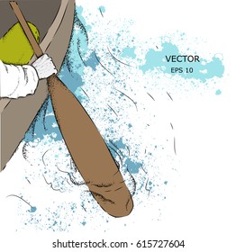 The boat floated along the river.vector illustration.
