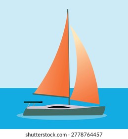 Boat Floating on Water Vector Illustration. Nautical Travel Concept. Water Boat Vector Illustration for Tourism and Marine Design.T ravel Boat Vector. Water Adventure and Exploration Design