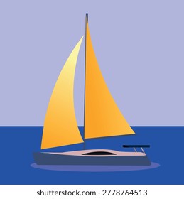 Boat Floating on Water Vector Illustration. Nautical Travel Concept. Water Boat Vector Illustration for Tourism and Marine Design.T ravel Boat Vector. Water Adventure and Exploration Design. Ocean and Navigation Concept.