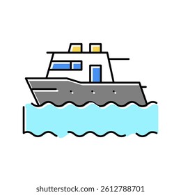 boat floating in sea color icon vector. boat floating in sea sign. isolated symbol illustration