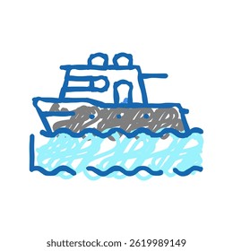 boat floating in sea doodle icon sketch vector. boat floating in sea sign. isolated symbol illustration