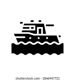 boat floating in sea glyph icon vector. boat floating in sea sign. isolated contour symbol black illustration