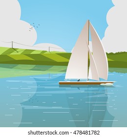 Boat floats on the river
