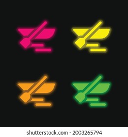 Boat four color glowing neon vector icon