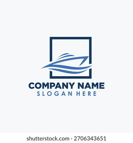 boat and frame logo template, transportation logo design template vector