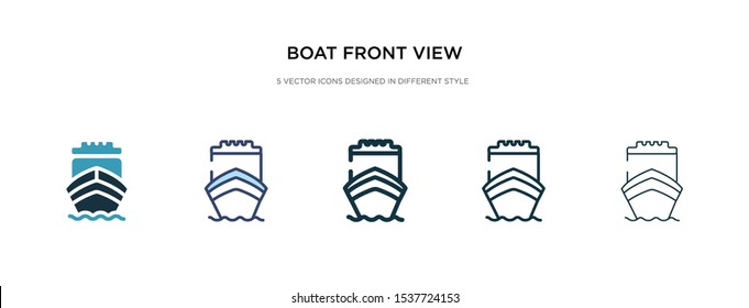 boat front view icon in different style vector illustration. two colored and black boat front view vector icons designed in filled, outline, line and stroke style can be used for web, mobile, ui