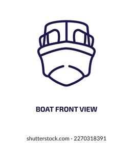 Schiffsvorderseite Symbol aus der Transportkollektion. Dünne lineare Schiffsvorderansicht, Meer, Verkehrssymbol einzeln auf weißem Hintergrund. Zeilensymbol für Vektor-Bootvorführung, Symbol für Web und Mobil