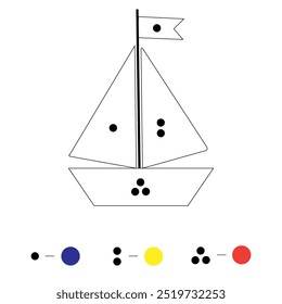 СColorea la Ilustración vectorial de juego del bote. Juego de Educación para niños. Hoja imprimible.