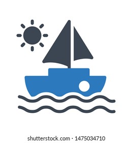 boat glyph colour vector icon
