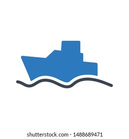 boat glyph colour vector icon