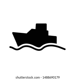 boat glyph flat vector icon