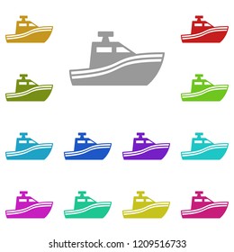 Boat glyph icon in multi color. Simple glyph vector of summer set for UI and UX, website or mobile application
