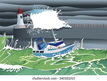 354 Boat on stormy sea Stock Vectors, Images & Vector Art | Shutterstock