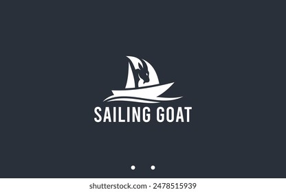 boat with goat logo design vector silhouette illustration