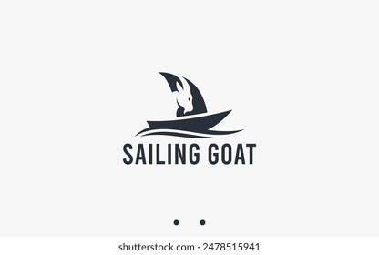 boat with goat logo design vector silhouette illustration