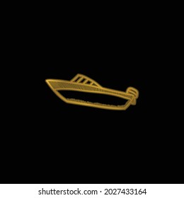 Boat gold plated metalic icon or logo vector