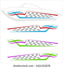 Boat Graphics, Stripe : Vinyl Ready Design Vector Art Illustration
