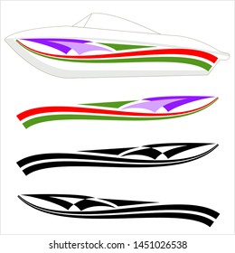 Boat Graphics, Stripe : Vinyl Ready Design Vector Art Illustration