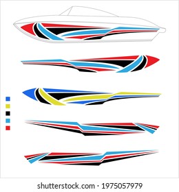 Boat Graphics, Stripe, Vinyl Ready Design Vector Art Illustration