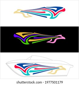 Boat Graphics, Stripe, Vinyl Ready Design Vector Art Illustration