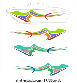 Boat Graphics, Stripe, Vinyl Ready Design Vector Art Illustration
