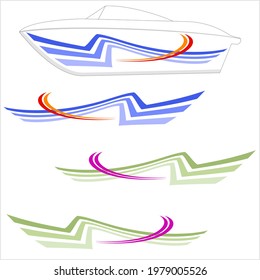 Boat Graphics, Stripe, Vinyl Ready Design Vector Art Illustration