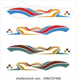 Boat Graphics, Stripe, Vinyl Ready Design, Boat Warp Design Vector Art Illustration