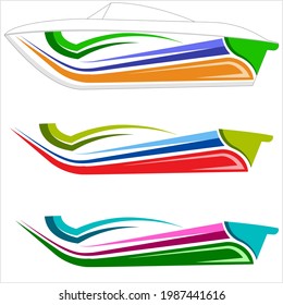 Boat Graphics, Stripe, Vinyl Ready Design Vector Art Illustration