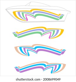 Boat Graphics, Stripe, Vinyl Ready Design Vector Art Illustration