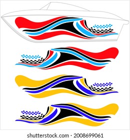 Boat Graphics, Stripe, Vinyl Ready Design Vector Art Illustration