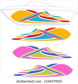 Boat Graphics, Stripe, Vinyl Ready Design Vector Art Illustration