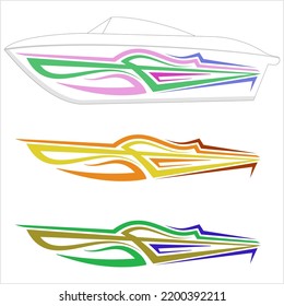 Boat Graphics, Stripe, Vinyl Ready Design Vector Art Illustration