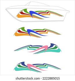 Boat Graphics, Stripe, Vinyl Ready Design Vector Art Illustration