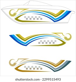 Boat Graphics, Stripe, Vinyl Ready Design Vector Art Illustration