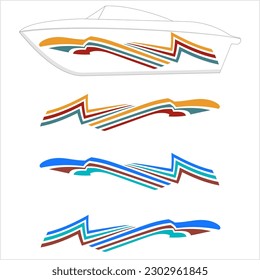 Boat Graphics, Stripe, Vinyl Ready Design Vector Art Illustration