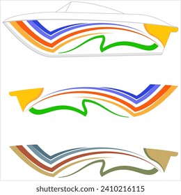 Boat Graphics, Stripe, Vinyl Ready Design Vector Art Illustration