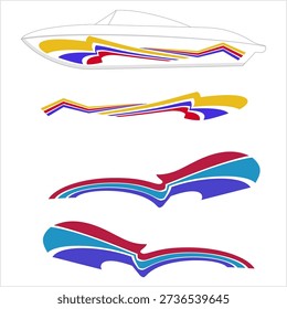 Boat Graphics, Stripe, Vinyl Ready Design Vector Art Illustration