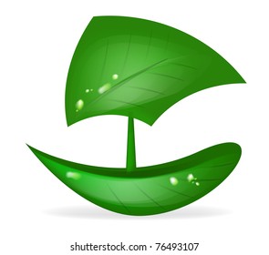 boat green leaf vector eco transport