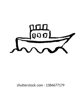 Boat grunge icon. Vector hand drawn illustration.