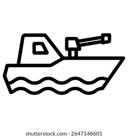 boat with gun line icon vector on white background 
Vector gun icon on white background